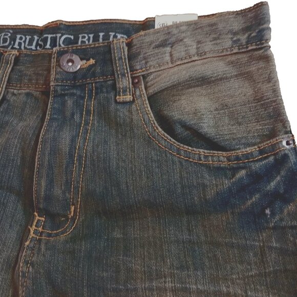 RUSTIC BLUE Brand 18 Boys Bootcut Denim Jeans Vintage Tint Adjustable Waist NWT - Picture 6 of 14